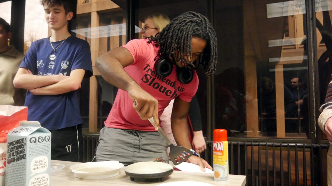 Student making crepes