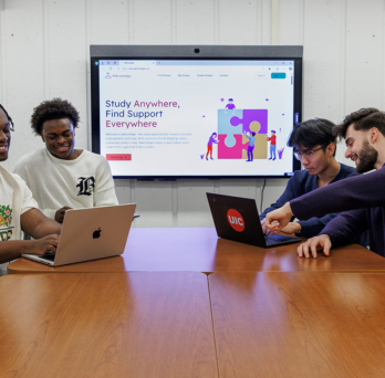 Students sitting at a table working 